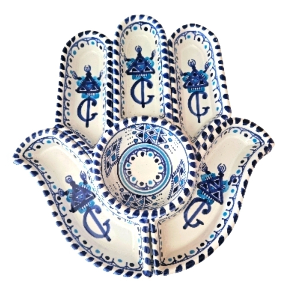 Large Khamsa 7 piece serving set